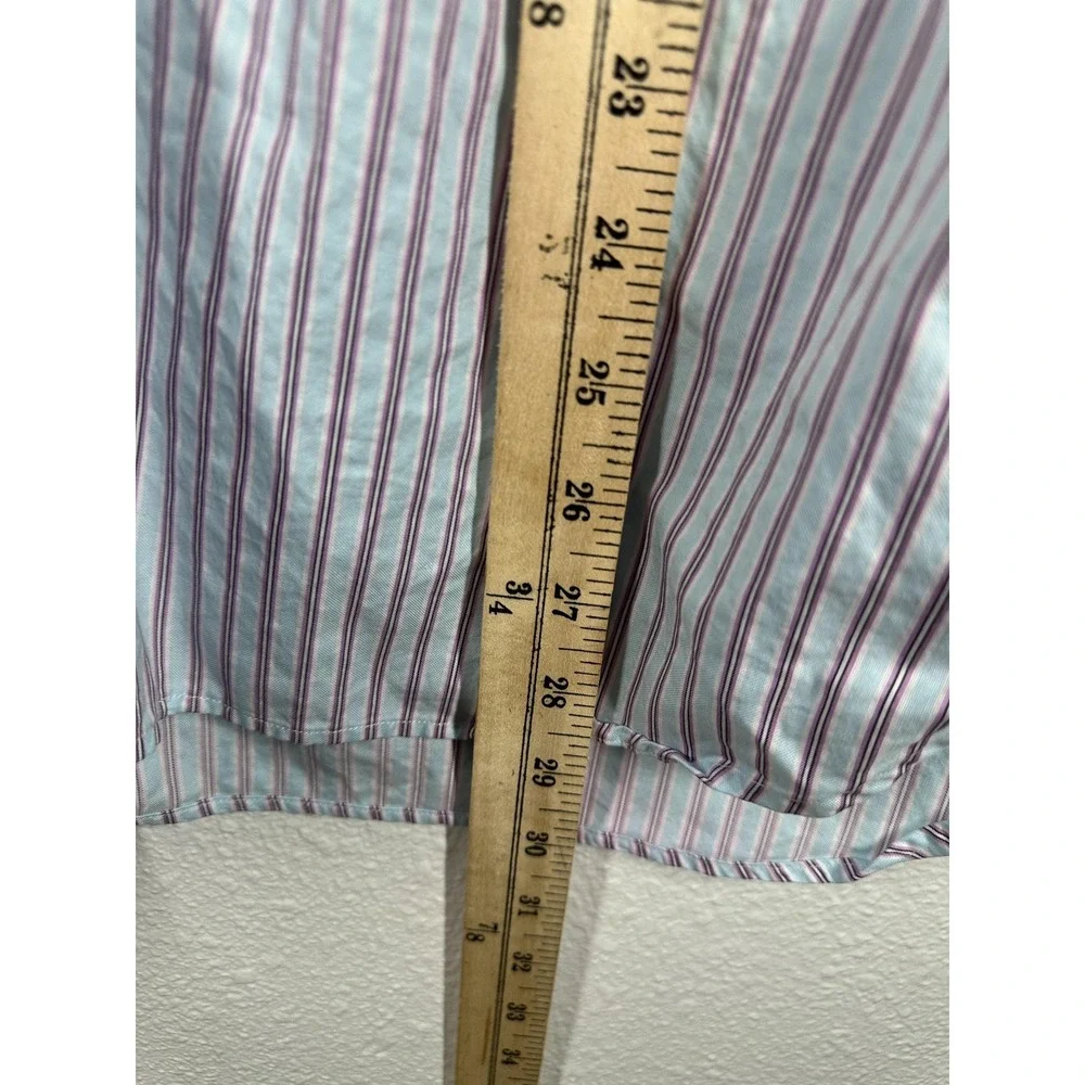 Polo Ralph Lauren Shirt Mens 16.5 Blue Stripe Regent Button Front‎ Long Sleeve